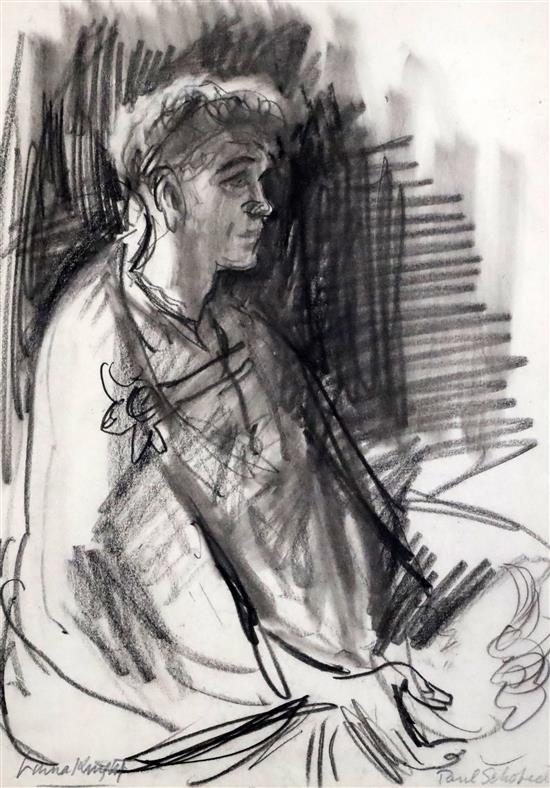 § Dame Laura Knight R.A., R.W.S. (1877-1970) Portrait of Paul Schofield 13.75 x10in.